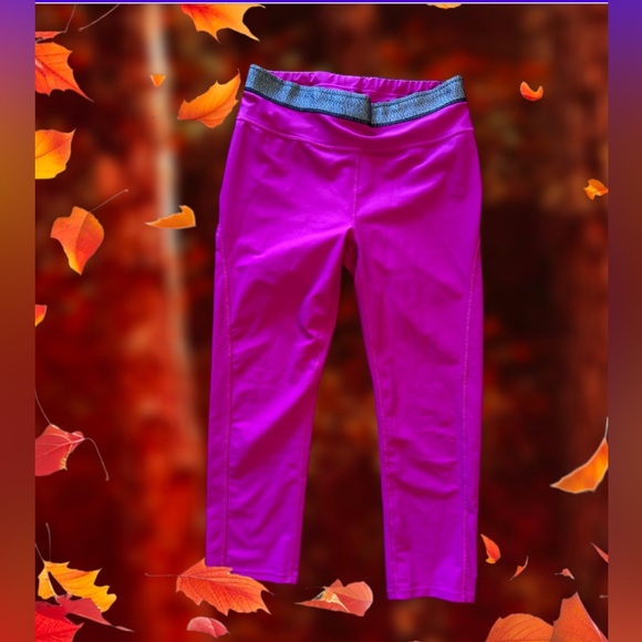 Athleta Womens Dobby Be Free Knicker Capri Leggings 54023 hot Pink Stretch M - Picture 3 of 16